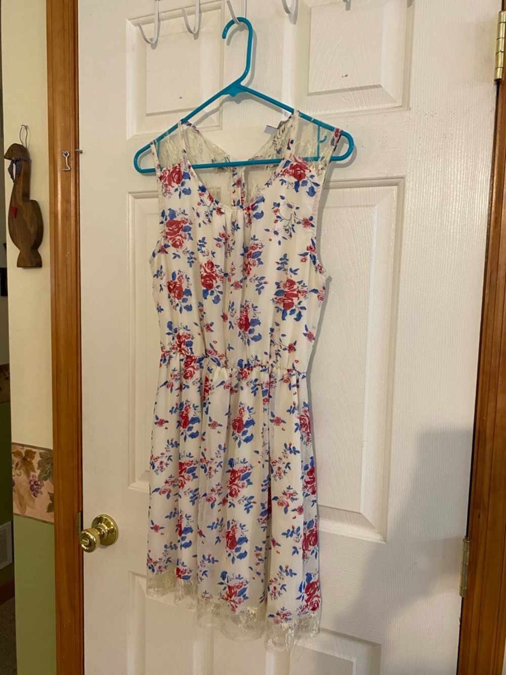 dELiA*s White Floral Sundress with Red & Blue Blooms